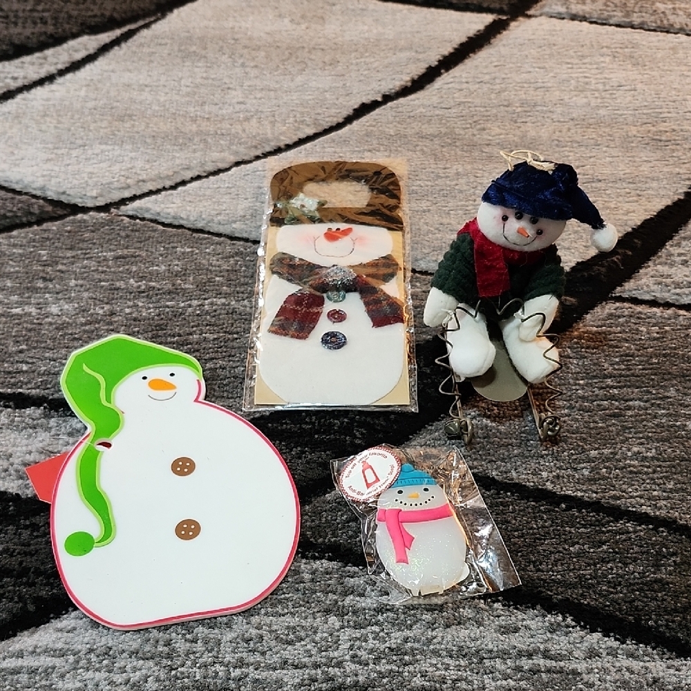 WHIMSICAL HOLIDAY SNOWMAN BUNDLE BATH & BODY WORKS POTHOLDER ORNAMENT GIFT TAG